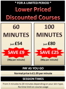 Table showing discounted course prices in Horsham salon