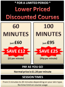 Table showing discounted course prices in Teddington salon