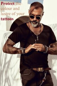 Tanned man with tattoos