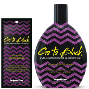 bottle and sachet of Go To Black tanning lotion